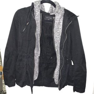 Cute black and grey double zipper jacket